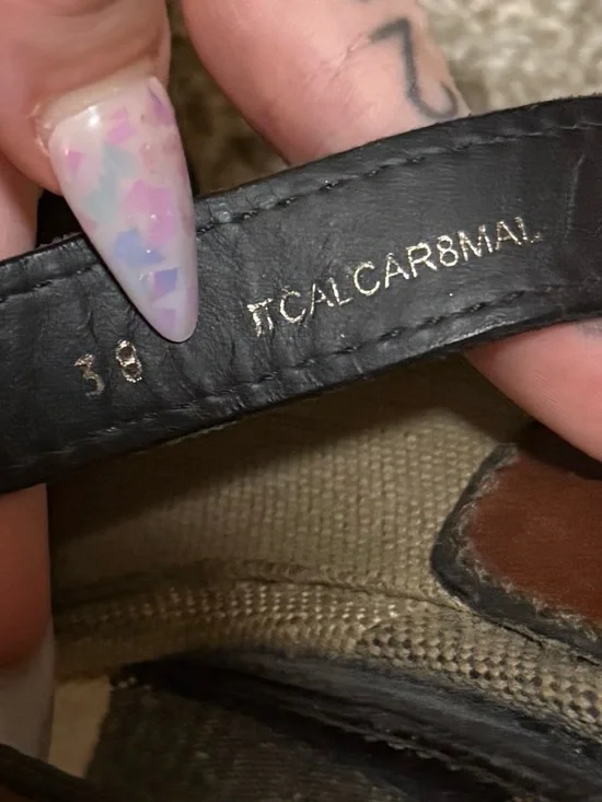 Burberry Tan, Brown and Black Canvas Slingback Wedges - Picture 5 of 7